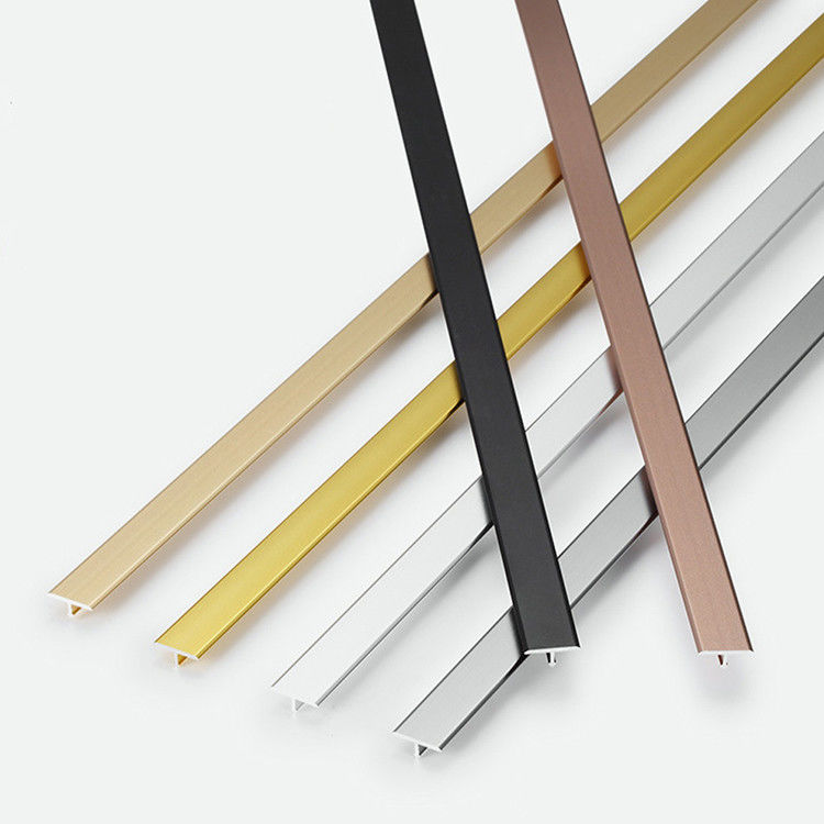 Bordo di alluminio U L forma del giro della disposizione delle mattonelle di Rose Gold Carpet Transition Ceramic 20mm